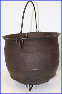 Large Antique Cast Iron Bean Pot Gate Marked 9.5 x 9 Vintage Cauldron footed #7