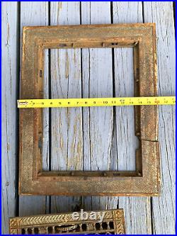 Large Antique Cast Iron Grate Floor Register & Surround Frame Vent Salvage