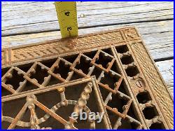 Large Antique Cast Iron Grate Floor Register & Surround Frame Vent Salvage