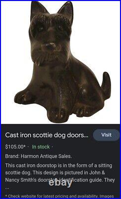 Large Antique Vintage Cast Iron Standing Scottie Terrier Dog Doorstop