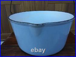 Large Antique Vollrath Ware Cast Iron Enamel Porcelain Pot Pan Handle # 16 Blue