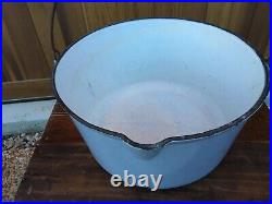 Large Antique Vollrath Ware Cast Iron Enamel Porcelain Pot Pan Handle # 16 Blue