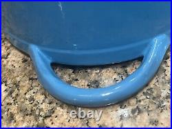 Large Blue # 36 Vintage Cast Iron Enamel Oval Dutch Oven Made in Belgium 17
