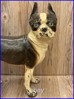 Large Cast Iron Boston Terrier Statue Doorstop Hubley Style Dog 10