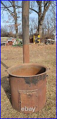 Large Cast Iron Caldron And Stove, Butcher Kettle, iron Pot