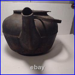 Large Cast Iron Kettle Antique Swivel Top Lid Tea Pot Rustic Primitive 1800's #8