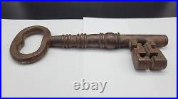 Large Heavy Antique Cast Iron Skeleton Key, 9 3/4 long, 29 oz