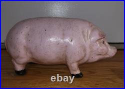 Large Pink Cast Iron Pig Bank