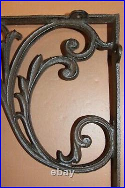 Large Scrollwork Design Mailbox Post Corbel Solid Cast Iron, 16 inch, B-85