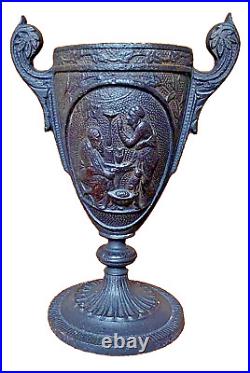Large Victorian antique cast iron urn
