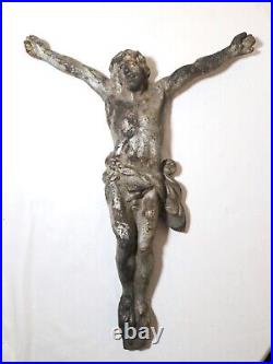 Large antique original cast iron religious cast iron cross crucifix Jesus Christ