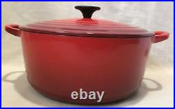 Le Creuset 5 1/2 Qt Cast Iron Enameled Cerise Red Dutch Oven Pot With Lid