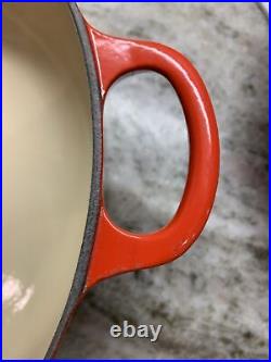 Le Creuset 9 qt. #30 Red Enamel Large Cast Iron Round Dutch Oven with Lid EUC