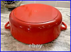 Le Creuset 9 qt. #30 Red Enamel Large Cast Iron Round Dutch Oven with Lid EUC