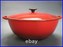 Le Creuset Large Red Enameled Cast Iron Bouillabaisse Soup Pot #32 w Lid VGC