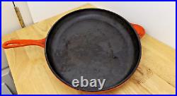 Le Creuset Pan #40 Flame Red Enamel Cast Iron Oval 15.75 Inch Large Skillet
