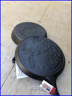 Lodge Cast Iron Wildlife Series 10.5 Inch Moose Griddle And Buffalo skillet