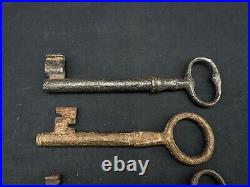 Lot of 5 Large Antique Cast Iron Skeleton Keys