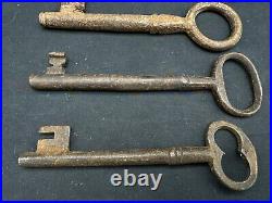 Lot of 5 Large Antique Cast Iron Skeleton Keys