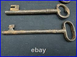 Lot of 5 Large Antique Cast Iron Skeleton Keys