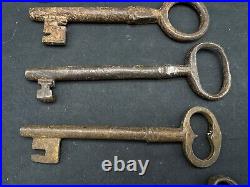 Lot of 5 Large Antique Cast Iron Skeleton Keys