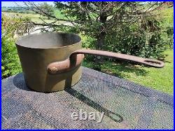 Massive American Copper Pot with Cast Iron Handle Large Heavy 9LB Rivets Antique