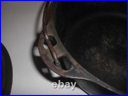 NICE Griswold #8 Cast Iron Dutch Oven 1278 withLarge Button Logo +Lid 1288 No Pits