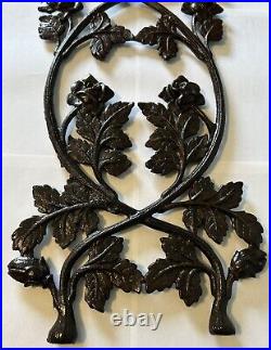 Original Large Cast Iron Antique Style ROSE Scroll Wall Art Flower Wrought