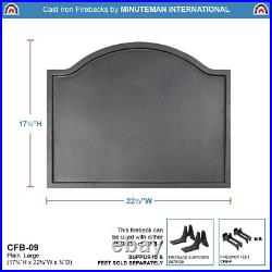 Plain Design Cast Iron Fireback, Large, Cfb-09, Black