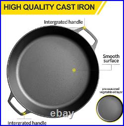 Pre-Seasoned Cast Iron Skillet, Seasoned Large 15 Dual Handle Frying Pan, Cast