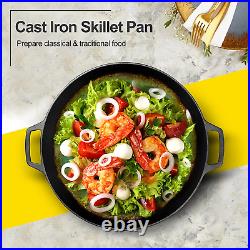 Pre-Seasoned Cast Iron Skillet, Seasoned Large 15 Dual Handle Frying Pan, Cast
