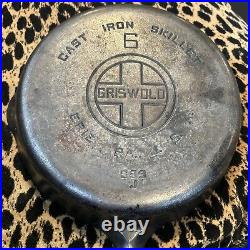 RESTORED GRISWOLD #6 Cast Iron Skillet 8 Large Logo 699J Seasoned Lays Flat