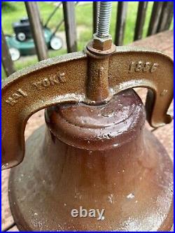 Rare 1886 C. S. Cast Iron Upright #1 Crystal Metal Large School/ Church Bell