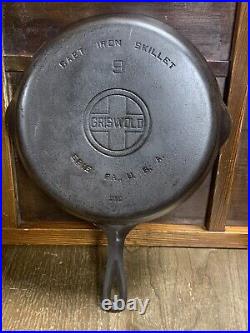 Rare Vintage Origigriswold No. 9 Cast Iron Skillet Large Logo 710 Erie Pa. 4f