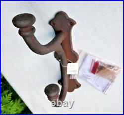 Restoration Hardware Vintage Large Cast Iron Hand Forged Coat Hook Rust Colored