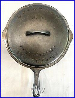 Restored Griswold No 9 Large Block EPU 710 Cast Iron Skillet with Cover Lid Nickel