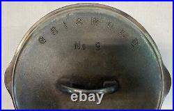 Restored Griswold No 9 Large Block EPU 710 Cast Iron Skillet with Cover Lid Nickel