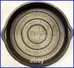 Restored Griswold No 9 Large Block EPU 710 Cast Iron Skillet with Cover Lid Nickel