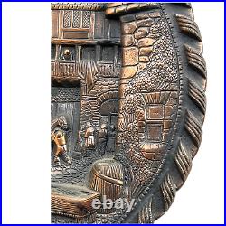 Rustic Cast Iron Sculpture Hand Made Vintage Bracket Wall Mount 3D Plate 14.5