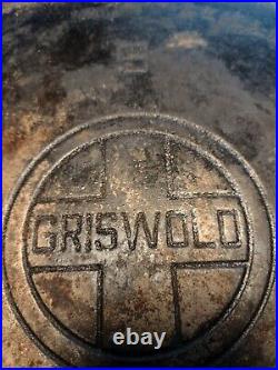 Silver Griswold Large Logo cast iron skillet no 9 710- self basting & 1099A lid