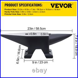 VEVOR Cast Iron Anvil, 110 Lbs(50kg) Single Horn Anvil with Large Countertop and