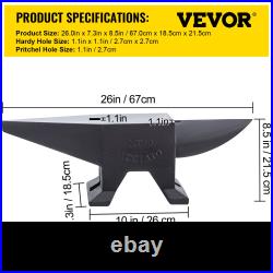 VEVOR Cast Iron Anvil, 132 Lbs(60kg) Single Horn Anvil with Large Countertop and