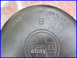 VTG GRISWOLD #8 Cast Iron Skillet Fry Pan LARGE BLOCK LOGO Erie Pa. 704 FLAT