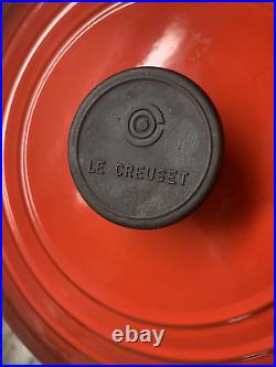 VTG Le Creuset Red Cast Iron Dutch Oven #26, 5.5 Qt. Large Exterior Chip
