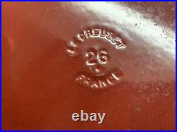 VTG Le Creuset Red Cast Iron Dutch Oven #26, 5.5 Qt. Large Exterior Chip