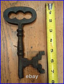 Very Large Cast Forged Iron Skeleton Key Antique Vintage See Photos