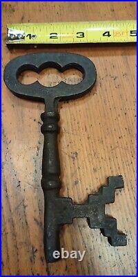 Very Large Cast Forged Iron Skeleton Key Antique Vintage See Photos