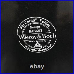 Villeroy & Boch Enamel Over Cast Iron LARGE Double Handle Pot BASKET Pattern Exc