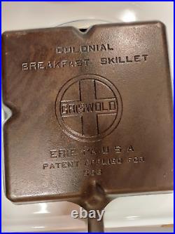 Vintage 40s Cast Iron GRISWOLD Colonial Breakfast Skillet Large Logo 666 C 9 X 9