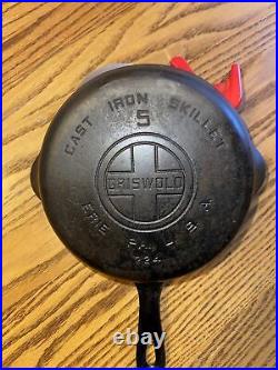 Vintage #5 Griswold Large Block Logo Cast Iron Skillet #724- Erie PA. USA
